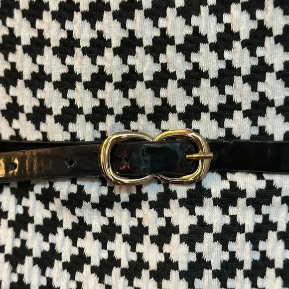 051 Elle | EUC Black White Houndstooth Belted & Pocket Mini Dress (Size 4) - Picture 5 of 10